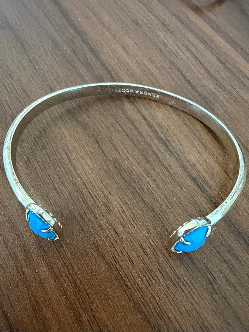 Kendra Scott Gold Open Cuff with Bright Turquoise Blue Stones